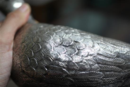 A 20th century Spanish silver free-standing model of a game bird, gross 10.5 oz.